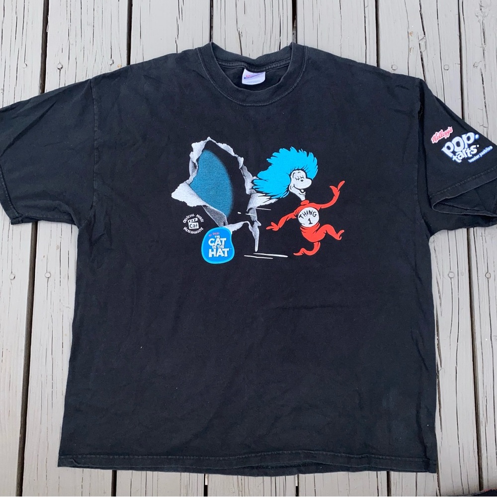 VTG Cat In The Hat Shirt Mens XL Movie Promo 2003 Thing 1 Pop Tarts Y2K-Flawed